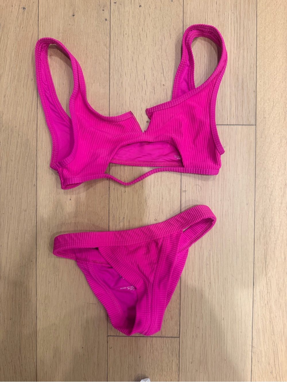 Frankie's Bikinis Hot Pink Ribbed Two-Piece Swim Set